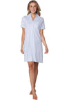 Pastunette Stripe Short Sleeve Shirt Nightdress, White
