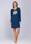 Pastunette Bloom Floral Long Sleeve Nightdress, Navy