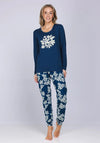 Pastunette Nordic Bloom Long Sleeve Pyjama Set, Navy