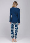Pastunette Nordic Bloom Long Sleeve Pyjama Set, Navy