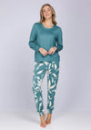 Pastunette Leaf Long Sleeve Pyjama Set, Green