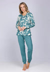 Pastunette Nodic Leaf Long Sleeve Pyjama Set, Green