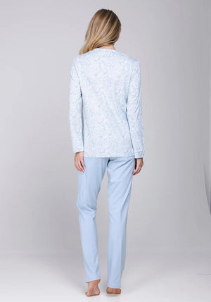 Pastunette Print Long Sleeve Pyjama Set, Blue