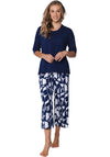 Pastunette Mosaic Capri Pyjama Set, Navy