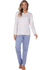 Pastunette Print Button Down Pyjama Set, Blue