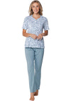 Pastunette Floral Short Sleeve Pyjama Set, Blue