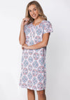 Pastunette Ipanema Print Short Sleeve Nightdress, Blue Multi