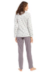 Pastunette Floral Stripe Long Sleeve Pyjama Set, Light Grey