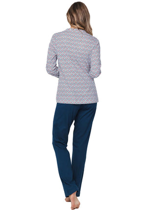 Pastunette Floral Long Sleeve Pyjama Set, Blue