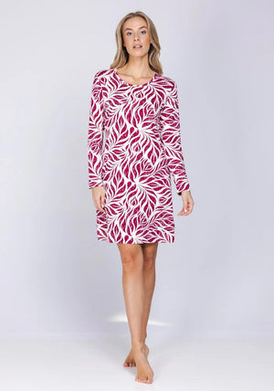 Pastunette Rosewood Long Sleeve Nightdress, Red