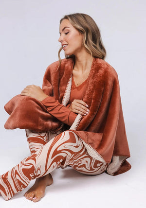 Pastunette Sherpa Fleece Cape, Orange