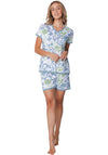 Pastunette Lace Trim Floral Short Pyjama Set, Blue