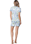 Pastunette Lace Trim Floral Short Pyjama Set, Blue