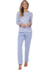 Pastunette Leaf Long Sleeve Pyjama Set, Blue