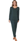 Pastunette Floral Lace Long Sleeve Pyjama Set, Green
