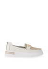 Patrizio Como Catanzaro Faux Pebbled Leather Platform Loafers, White