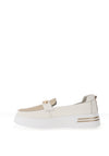 Patrizio Como Catanzaro Faux Pebbled Leather Platform Loafers, White