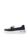 Patrizio Como Catanzaro Faux Pebbled Leather Platform Loafers, Navy