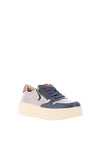 Patrizio Como Corato Metallic Pebbled Leather Trainers, Navy