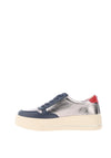 Patrizio Como Corato Metallic Pebbled Leather Trainers, Navy