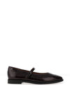 Paul Green Distressed Patent Leather Ballet Flat Shoes, Brown