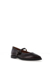 Paul Green Distressed Patent Leather Ballet Flat Shoes, Brown