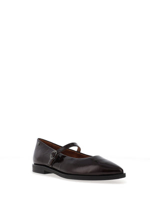 Paul Green Distressed Patent Leather Ballet Flat Shoes, Brown
