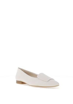 Paul Green Smooth Leather Pointed Ballet Pumps, Ivory