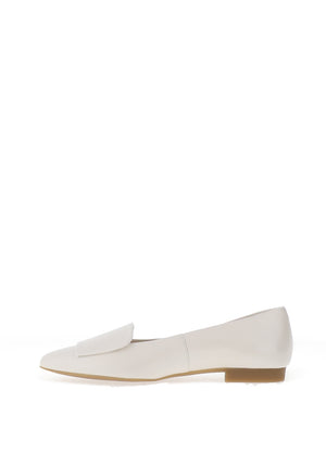 Paul Green Smooth Leather Pointed Ballet Pumps, Ivory