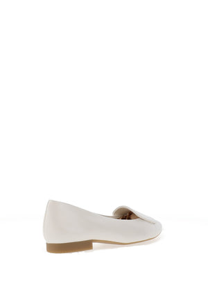 Paul Green Smooth Leather Pointed Ballet Pumps, Ivory