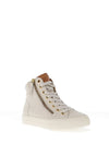 Paul Green Leather Zip High Top Trainers, Ivory