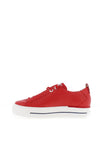 Paul Green Leather Elastic Lace Platform Trainers, Red