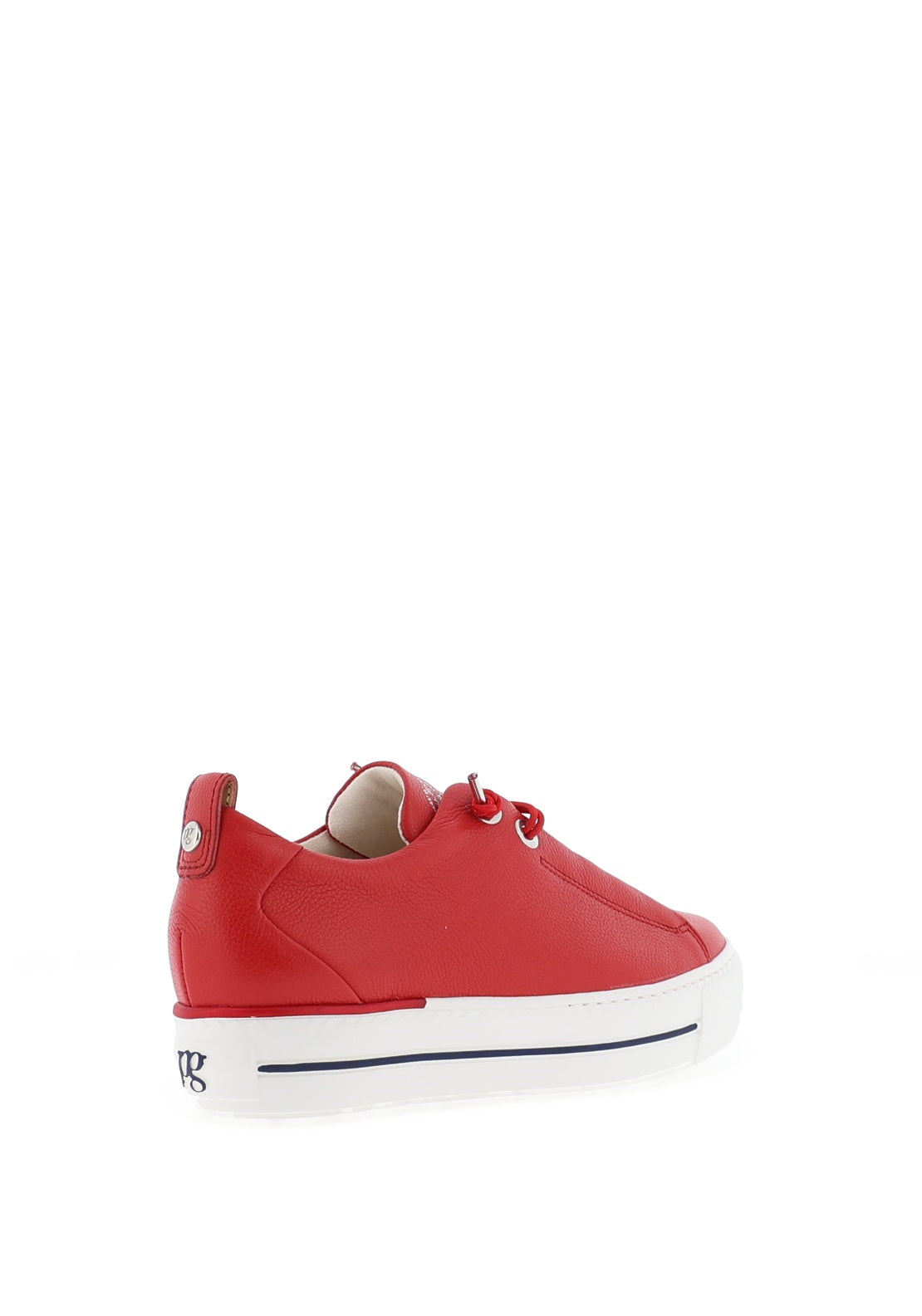 Paul Green Leather Elastic Lace Platform Trainers, Red