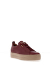 Paul Green Leather Elastic Lace Platform Trainers, Wine