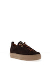 Paul Green Leather Elastic Lace Platform Trainers, Brown
