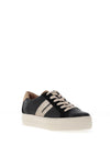 Paul Green Suede Leather Combo Laced Trainers, Black & Gold