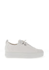 Paul Green Leather Elastic Lace Platform Trainers, Maincalf White & Silver