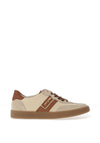 Paul Green Suede Nylon Panel Court Trainers, Light Tan