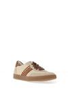 Paul Green Suede Nylon Panel Court Trainers, Light Tan