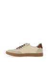 Paul Green Suede Nylon Panel Court Trainers, Light Tan
