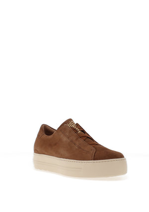 Paul Green Suede Leather Slip-On Elasticated Trainers, Tan