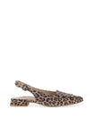 Paul Green Leather Leopard Printed Sling Back Shoes, Natural