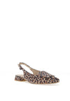 Paul Green Leather Leopard Printed Sling Back Shoes, Natural