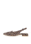 Paul Green Leather Leopard Printed Sling Back Shoes, Natural