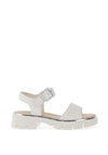 Paul Green Pebbled Leather Lug Sole Sandals, White