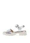 Paul Green Pebbled Leather Lug Sole Sandals, Silver