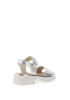 Paul Green Pebbled Leather Lug Sole Sandals, Silver