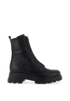Paul Green Leather Croc Print Calf Length Boots, Black