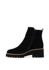 Paul Green Suede Leather Buckle Wedge Boots, Black