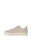 Paul Green Leather Elastic Platform Trainers, Ivory Gold